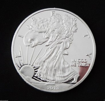 1 Troy Oz Fine zilveren 2013 WALKING LIBERTY munt verguld!! - 1