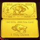 1 Troy Oz 100 Mills 24K .999 Gold (goud) USA Bison baar! - 3 - Thumbnail