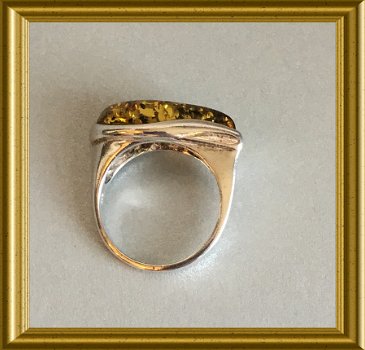Mooie zilveren (925) ring met barnsteen - 2