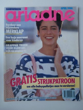 Ariadne nr 4, april 1988 + borduurpatroon merklap Joke Visser - nr. 1