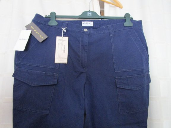 Ulla Popken Workers kobaltblauwe broek maat 50 stretch UP109 - Afbeelding 2