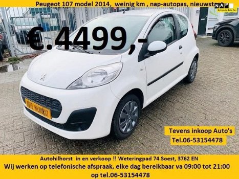 Peugeot 107 - 1.0 Access Basic , Model 2014 , Nederlandse auto, Nap-pas , Spiegels in kleur, antraci - 1