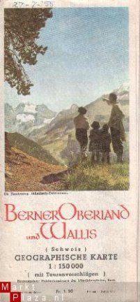 oude routekaart Berner Oberland und Wallis