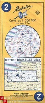 oude route kaart Oostende Brussel Luik - 1