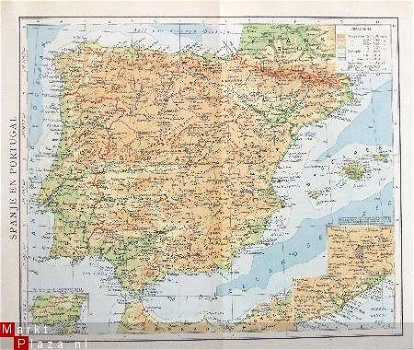 oud landkaartje Spanje en Portugal - 1