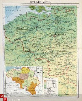 oud landkaartje Belgie West - 1
