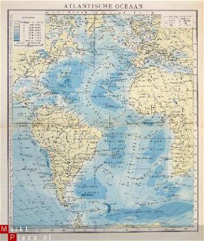 oud landkaartje Atlantische Oceaan - 1