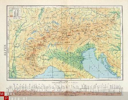 oud landkaartje Alpen - 1