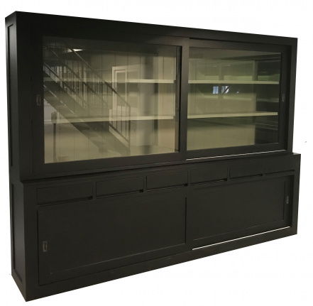Buffetkast Diemen zwart - grijs strak design laden greeploos 300cm breed - nr. 1