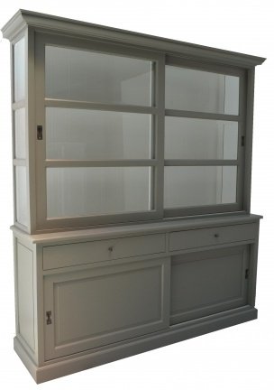 Klassiek engels groene buffetkast 220cm breed schuifdeuren - nr. 1