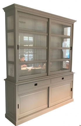 Buffetkast Nijkerk zijdegrijs - wit 200 x 50/40 x 240cm - nr. 1