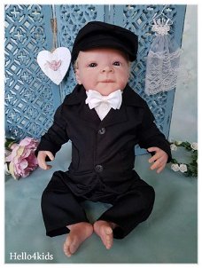 zwart baby kostuumpje bruidsjonker pakje doop doopkleding STOER!