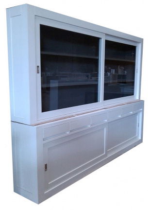 Winkelkast Diemen wit - grijs strak design laden greeploos 300cm breed - nr. 1