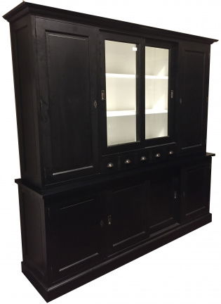 Uit voorraad grote zwarte kast 240cm met dichte zijdeuren wit binnen - nr. 1