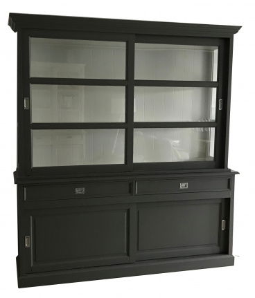 Buffetkast Montfoort grijs - wit 200 x 50/40 x 220cm RVS beslag - nr. 1