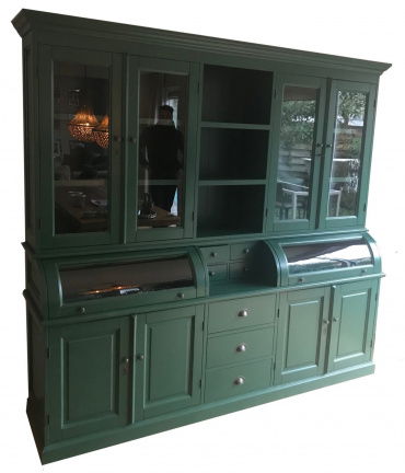 Buffetkast Bastiaan mosgroen - wit 230 x 50/35 x 210cm bolle kleppen - nr. 1