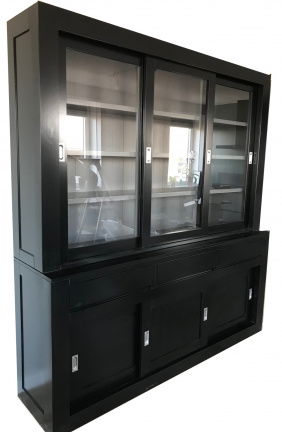Buffetkast Enschede zwart - grijs 220 x 50/40 x 220cm greeploze laden - nr. 1