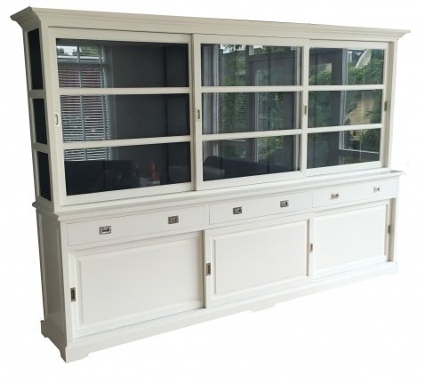 Landelijke white wash buffetkast met zwarte binnenkant 300cm - nr. 1