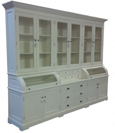 300cm grote witte white wash kruidenierskast met bolle kleppen - nr. 1