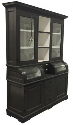 Buffetkast Bastiaan gespoten antraciet - wit 150 x 210cm bolle kleppen - nr. 1