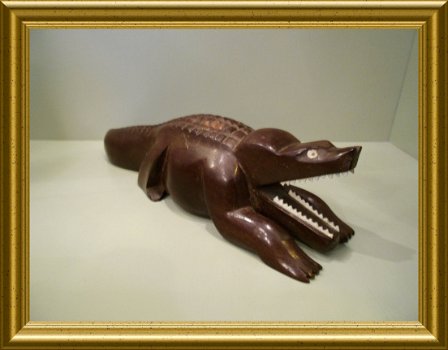 Oud houtsnijwerk : krokodil // vintage wood carving: crocodile - 2