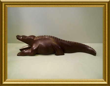 Oud houtsnijwerk : krokodil // vintage wood carving: crocodile - 4