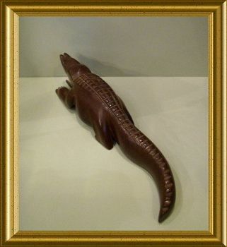 Oud houtsnijwerk : krokodil // vintage wood carving: crocodile - 5