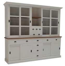Opruiming winkelkast Terborg wit met teak accenten 240cm gratis bezorgd