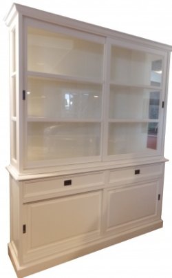 Vitrinekast Sneek wit - wit 200 x 50/40 x 220cm gratis bezorgd