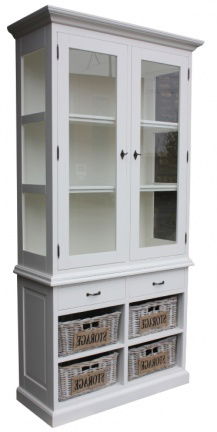Sfeervolle witte keukenkast met manden 110cm breed - nr. 1