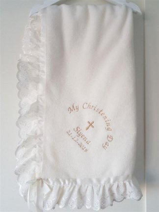 broderie Doop deken doopdeken kleding doopkleed naam en datum - Afbeelding 2