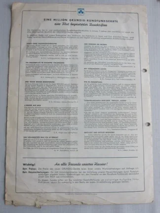 Antieke GRUNDIG productenbrochure 1953 (juli1952) (D155) - Afbeelding 5