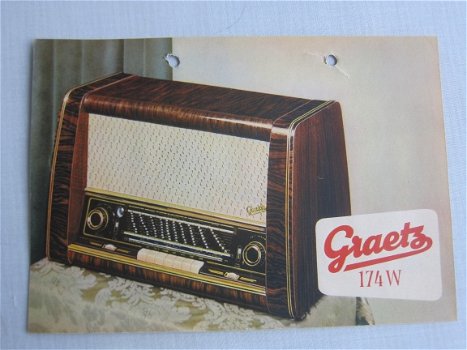 Antieke GRAETZ Super 174 W buizenradio flyer 1953 NL(D169) - 1