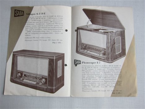 Antieke SABA Villingen en Phonosuper NL brochure 1955 D150 - 1