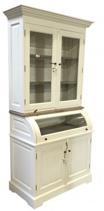 White wash kast met teak lijsten en bolle kleppen 100cm