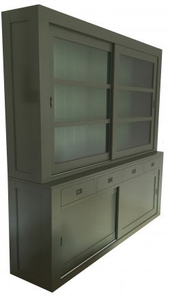 Winkelkast Hasselt RVS grepen olijf groen 220 x 50/40 x 220cm - nr. 1