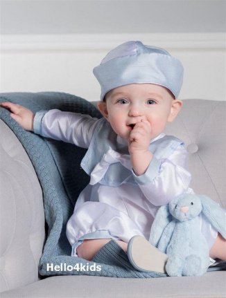 wit/blauw doopkleding dooppakje doopsetje doopkleding Thijs - nr. 1