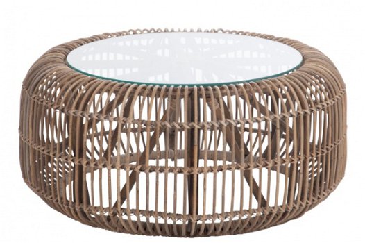 Rotan Tafel met Glasplaat - 1