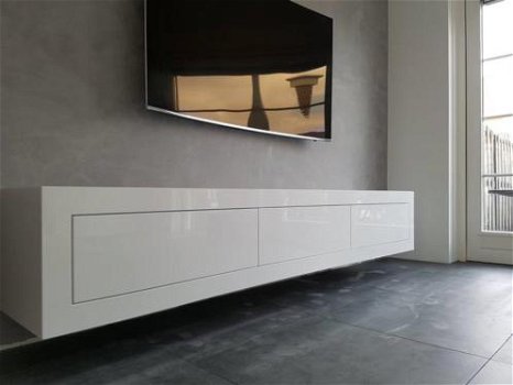 Zwevend tv meubel hoogglans / zijdeglans model omlijsting - 6