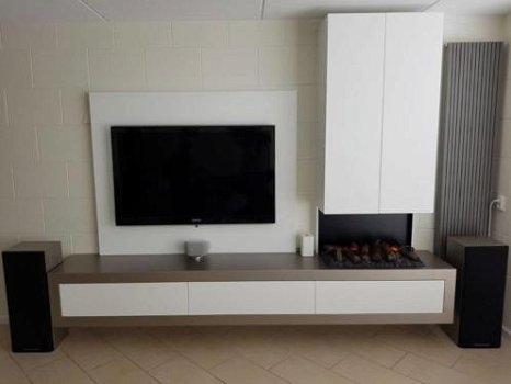 Zwevend tv / haard wand meubel / kast / hoogglans/zijdeglans - 2