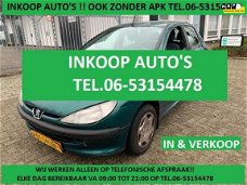 Peugeot 206 - 1.4 XT , INKOOP AUTO'S OOK ZONDER APK TEL ELKE DAG VA 09:00 TOT 21:00 TEL.06-53154478