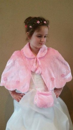 Cape poncho met mutsje bontjasje bruidsmeisje bolero doop - Afbeelding 7