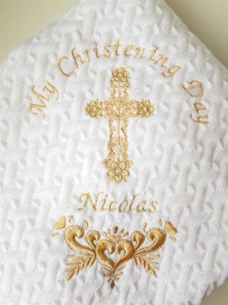 Bad handdoek heilig kruis doopkleed ceremonie deken Goud - Afbeelding 2