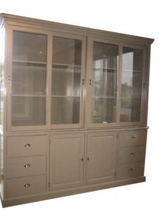 Landelijke buffetkast Houten engels groen - wit 240 x 50/40 x 240cm - nr. 1
