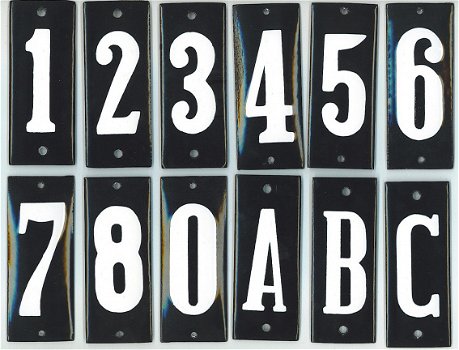 Emaille huisnummers, huisnummerborden, huisnummerbordjes, naamplaten - 4