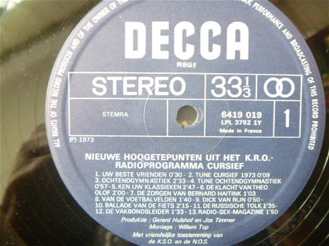 Cursief - Nieuwe hoogtepunten uit het KRO programma LP 1973 - 5