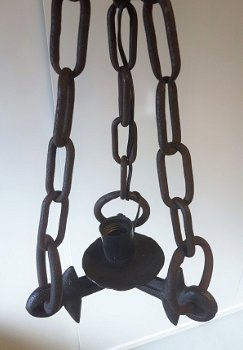 Lamp/hanglamp van ouderwetse eg, met kettingen - 4