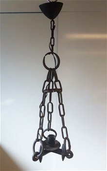 Lamp/hanglamp van ouderwetse eg, met kettingen - 8