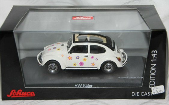 1:43 Schuco VW Käfer 1600 Open Air Blumen-Dekor weiß 1v1000 - 0