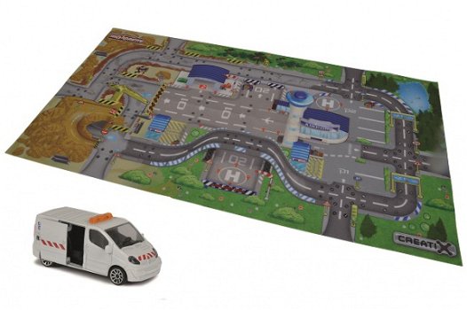 Majorette 212056410 Creatix Playmat Construction met Renault Trafic busje - 1